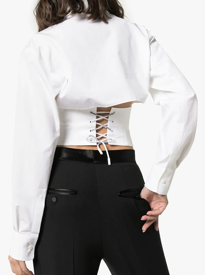 Shop Off-white Collared Lace Up Back Shirt