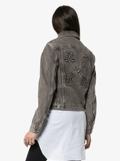 Shop Off-white Bleached Caban Denim Jacket In Grey