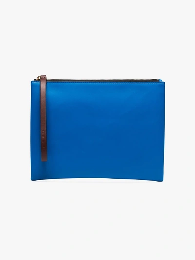 Shop Marni Blue And Green Leather Pouch In Z2a87 Blue Green