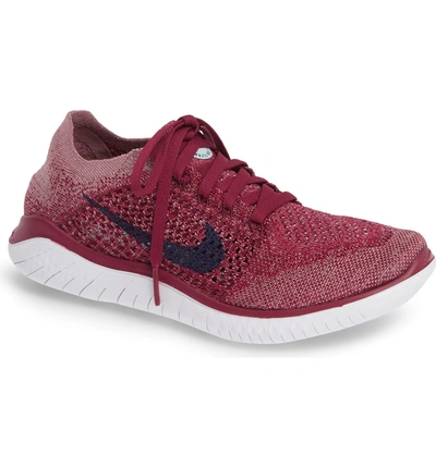 Shop Nike Free Rn Flyknit 2018 Running Shoe In Raspberry/ Blue Void/ White