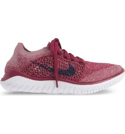 Shop Nike Free Rn Flyknit 2018 Running Shoe In Raspberry/ Blue Void/ White
