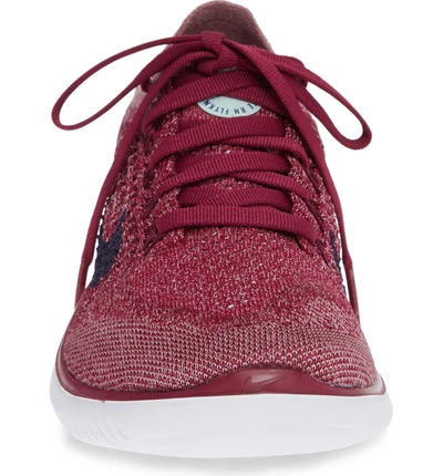 Shop Nike Free Rn Flyknit 2018 Running Shoe In Raspberry/ Blue Void/ White