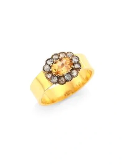 Shop Renee Lewis Pink Sapphire & Antique Diamond 18k Gold Ring