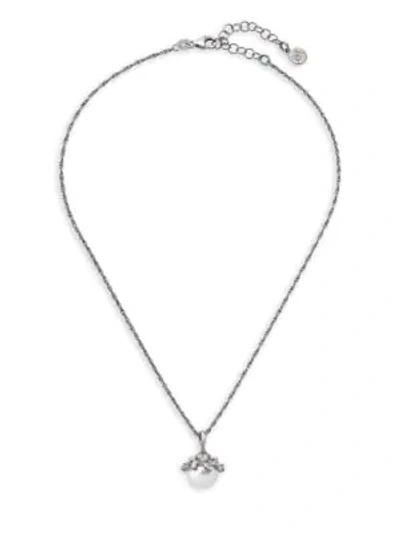 Shop Majorica Women's 10mm White Pearl Pendant Necklace In Silver