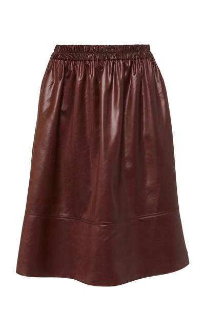 Shop Tibi Liquid Drape Pull On Skirt In Burgundy