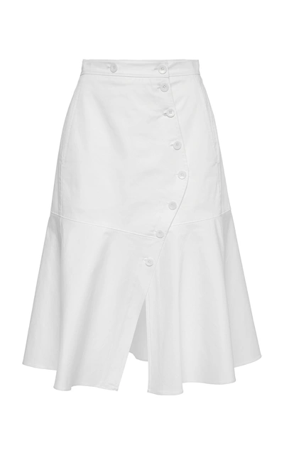 Shop Tibi Dominic Twill Midi Skirt In White