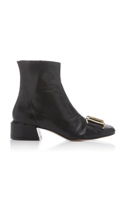 Shop Tibi Wyatt Embossed Leather Ankle Boot In Black