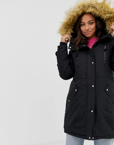 Vero Moda Faux Fur Trim Expedition Parka - Black | ModeSens