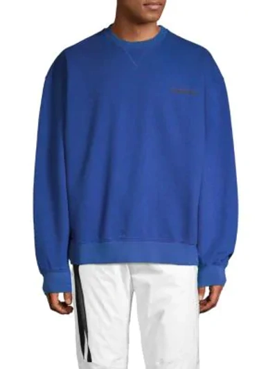 Shop Ben Taverniti Unravel Project Cotton Terry Crewneck Sweatshirt In Blue