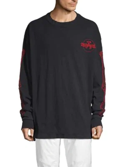 Shop Ben Taverniti Unravel Project Bones Embroidered Cotton Sweatshirt In Black Red