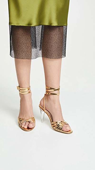 Shop Leandra Medine Caged Heeled Sandals In Gold