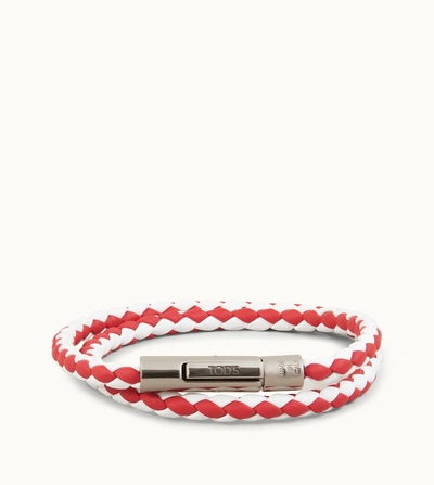 Shop Tod's Mycolors Bracelet In Leather In Red