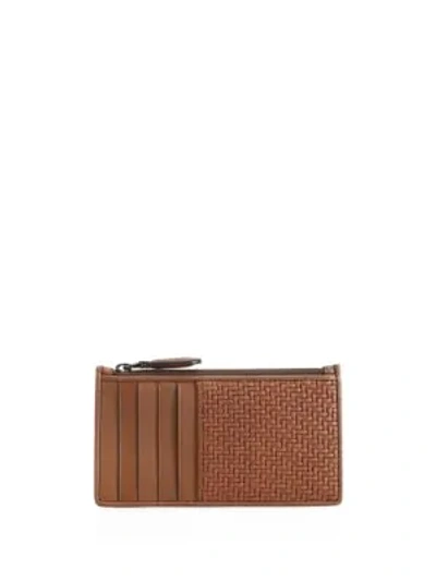 Shop Ermenegildo Zegna Zip Leather Case In Brown