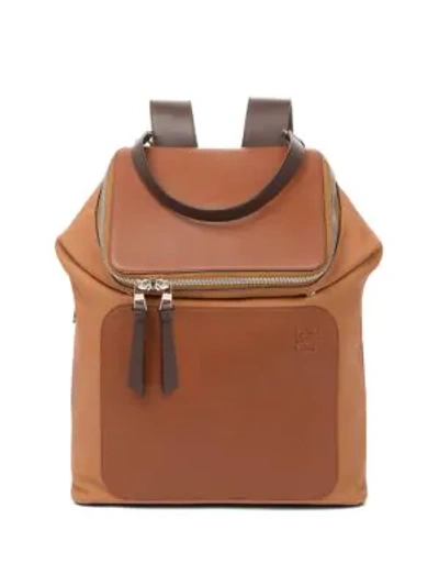 Shop Loewe Goya Leather Backpack In Cognac Tan