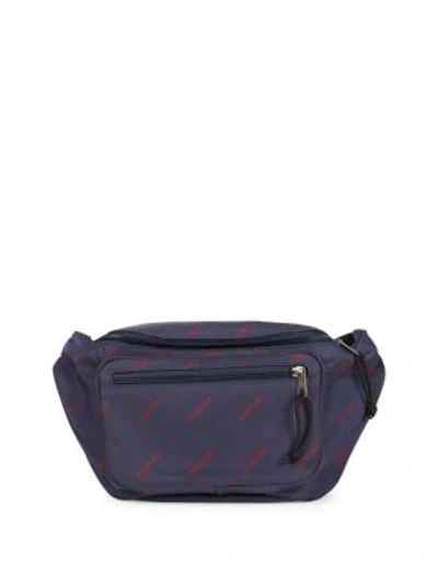 Shop Balenciaga Logo Print Explorer Belt Bag In Blue Red