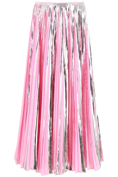 Shop Marni Pleated Skirt In Pink Silver (pink)