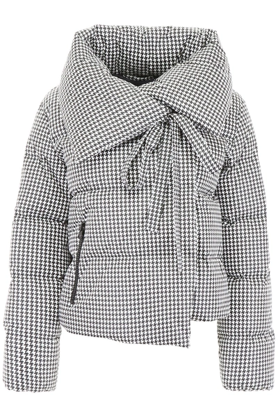 Shop Bacon Clothing Houndstooth Puffer Jacket In Pied De Poule (black)