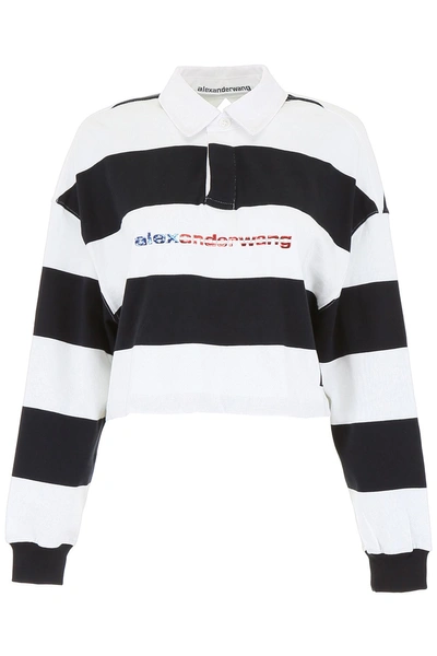 Shop Alexander Wang Polo Shirt With Logo In Black White|bianco