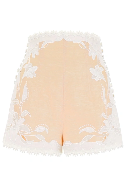 Shop Zimmermann Lily Shorts In Nude|rosa