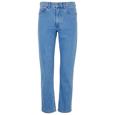 Shop Nanushka Palm Blue Cropped Straight-leg Jeans In Denim