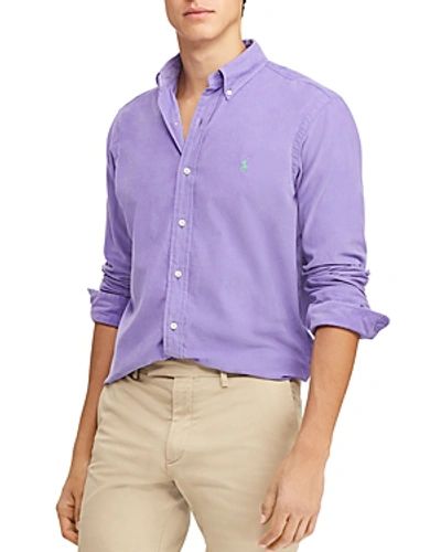 Shop Polo Ralph Lauren Corduroy Classic Fit Button-down Shirt In Purple