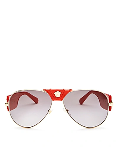 Shop Versace Men's Aviator Sunglasses, 62mm In Gold