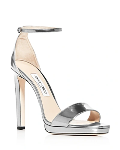 Shop Jimmy Choo Women's Misty 120 Ankle Strap High-heel Sandals In Silver