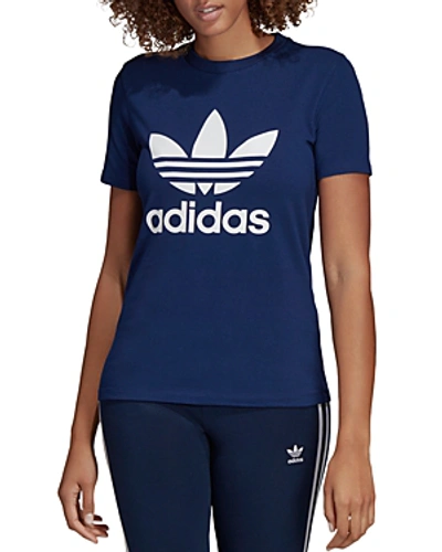 Shop Adidas Originals Trefoil Jersey Tee In Dark Blue