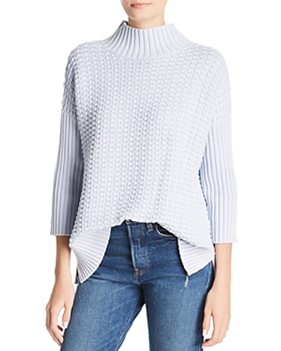 Shop French Connection Cotton Popcorn-knit Sweater In Crystal Clear