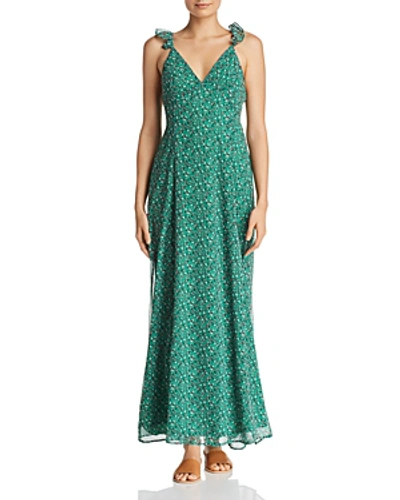 Shop Sadie & Sage Sage The Label Ditsy Ruffled Tie-back Maxi Dress In Green Multi