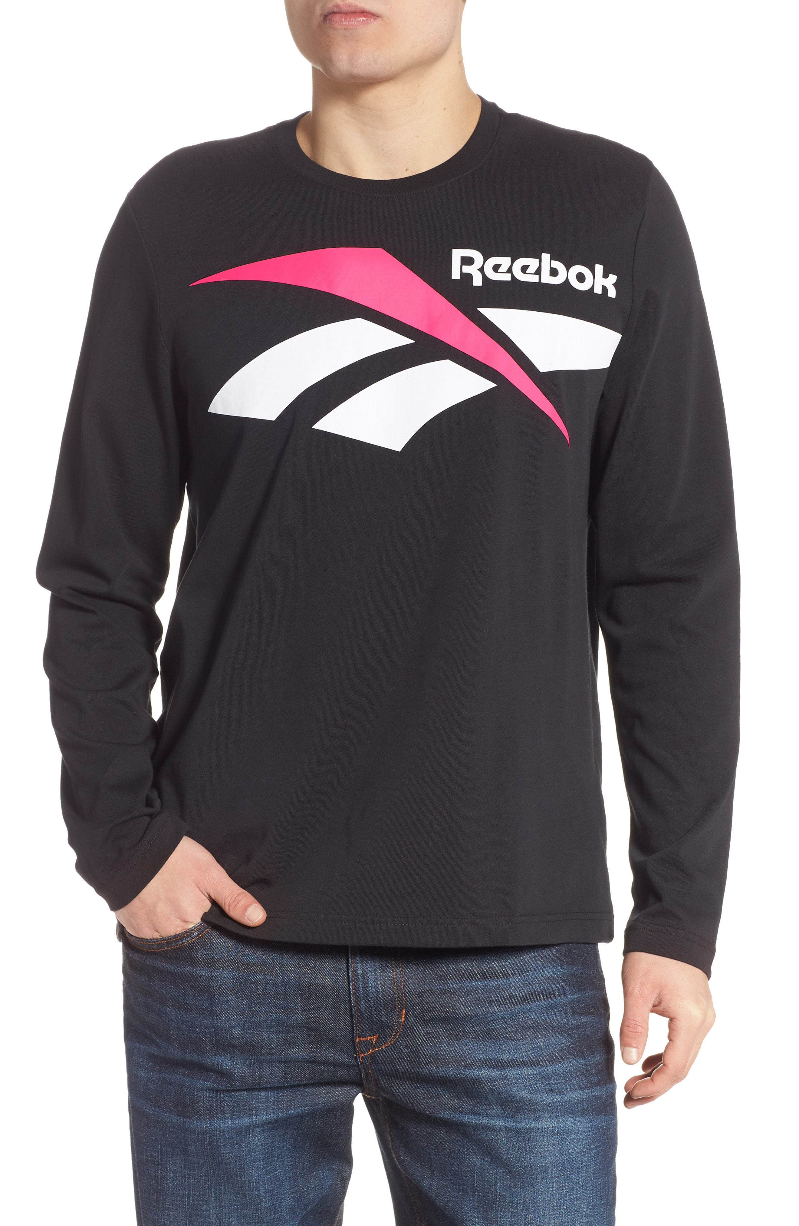 Reebok Classics Vector Logo Long Sleeve T-shirt In Black | ModeSens