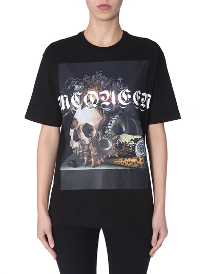 Shop Alexander Mcqueen T-shirt With Style Nature Print In Nero