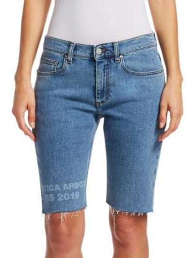 Shop Artica Arbox Raw Hem Denim Shorts In Blue