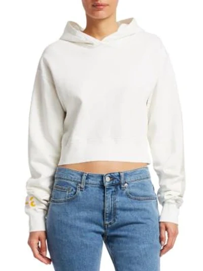 Shop Artica Arbox Cropped Hooded Sweatshirt In Chalk White