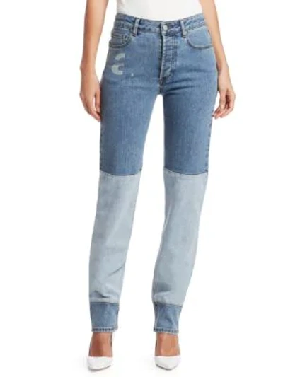 Shop Artica Arbox Two-tone Five-pocket Jeans In Blue