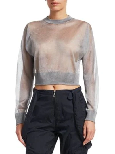 Shop Artica Arbox Sheer Metallic Crewneck Sweater In Gunmetal