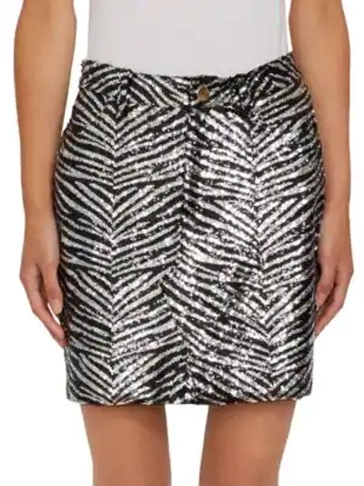 Shop Alexandre Vauthier Zebra-print Sequin Mini Skirt In Silver