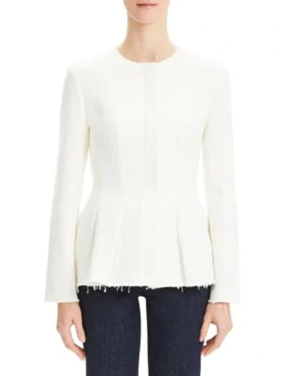Shop Theory Canvas Tweed Movement Peplum Jacket In Rice