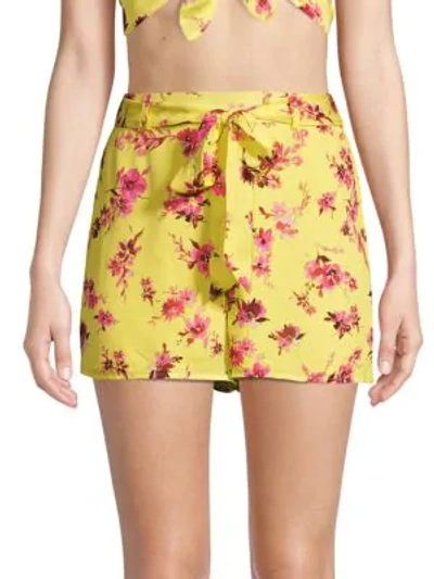 Shop Cami Nyc The Cluda Floral Silk Georgette Shorts In Hibiscus Floral