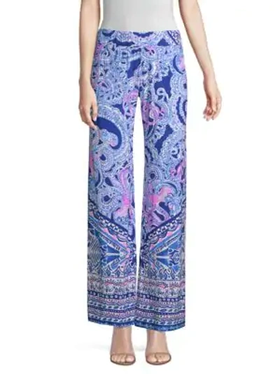 Shop Lilly Pulitzer Bal Harbour Palazzo Paisley Pants In Blue Grott