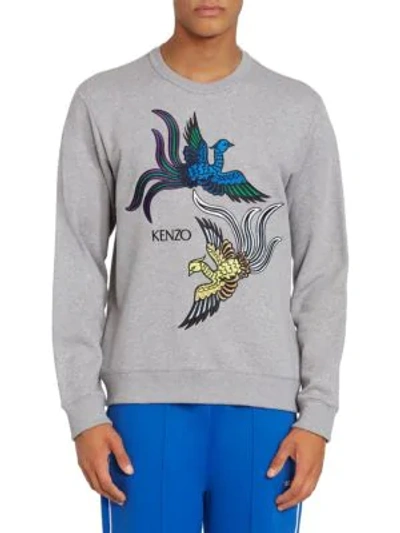 Shop Kenzo Phoenix Cotton Sweatshirt In Pearl Grey