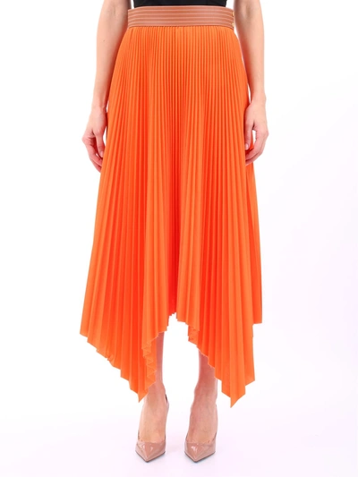 Shop Loewe Pleated Skirt Orange