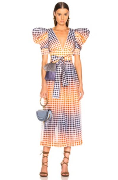 Shop Silvia Tcherassi Menta Dress In Plaid,orange. In Multi Amber