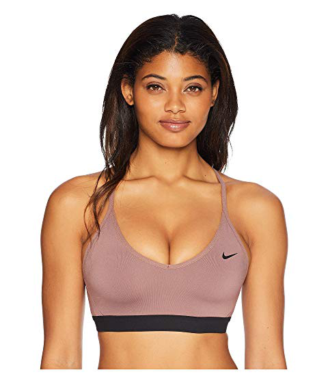 nike training indy light bra in smokey mauve