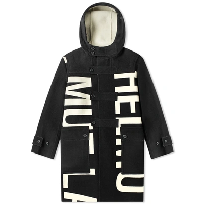 Shop Helmut Lang Logo Duffel Coat In Black