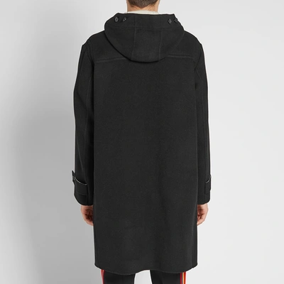 Shop Helmut Lang Logo Duffel Coat In Black