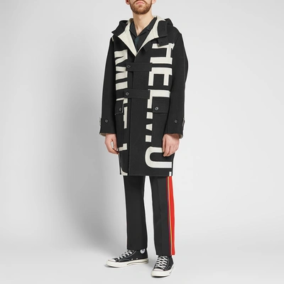 Shop Helmut Lang Logo Duffel Coat In Black