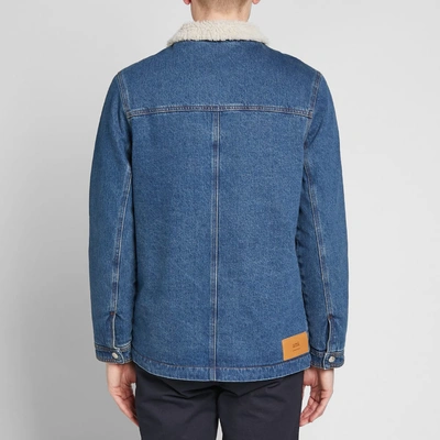 Shop Ami Alexandre Mattiussi Ami Sherpa Lined Denim Jacket In Blue