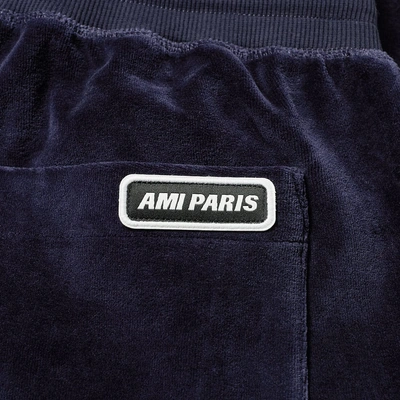 Shop Ami Alexandre Mattiussi Ami Velour Drawstring Sweat Pant In Blue