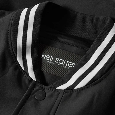 Shop Neil Barrett Varsity Satin Bomber Jacket In Black